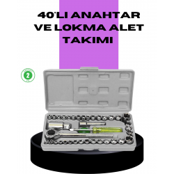 Mey İthalat® 40 Parça Lokma Anahtar Seti Ayna Yüzey Karbon Çelik Dayanıklı Tamir Takımı