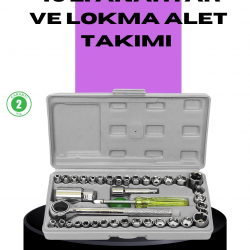 Mey İthalat® 40 Parça Lokma Anahtar Seti Ayna Yüzey Karbon Çelik Dayanıklı Tamir Takımı