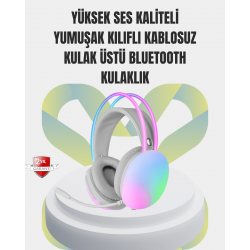 Mey İthalat® 40mm Sürücülü RGB Kablosuz Kulaklık – Oyun ve Müzik için