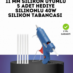 Mey İthalat® 40W Sıcak Silikon Tabancası 5 Silikon Hediyeli Dayanıklı Tasarım