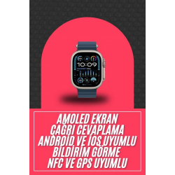 Mey İthalat® 49mm Akıllı Saat Amoled Ekranlı Kadın Erkek Kol Saati Plastik Kordon
