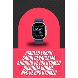 Mey İthalat® 49mm Akıllı Saat Amoled Ekranlı Kadın Erkek Kol Saati Plastik Kordon