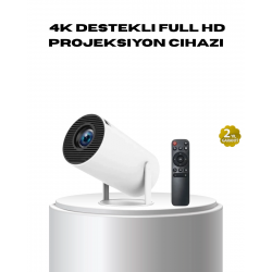 Mey İthalat® 4K Destekli Full HD Projeksiyon Cihazı – 130 inç Geniş Ekran, WiFi ve HDMI Bağlantılı