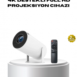Mey İthalat® 4K Destekli Full HD Projeksiyon Cihazı – 130 inç Geniş Ekran, WiFi ve HDMI Bağlantılı