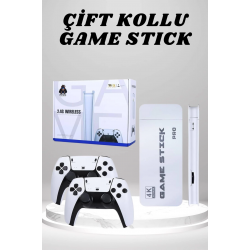 Mey İthalat® 4K HD Görüntü Kaliteli Retro Game Stick 20000 Oyunlu Çift Kollu Beyaz Game Stick