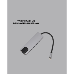Mey İthalat® 4K HDMI Çıkışlı, Gigabit Ethernet'li USB‑C Çoklu Port Hub