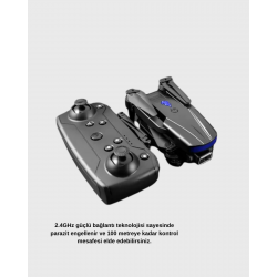 Mey İthalat® 4K Kamera Özellikli Katlanabilir Drone Wi-Fi ve Yükseklik Sabitlemeli