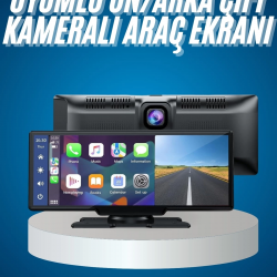 Mey İthalat® 4K Ultra Araç İçi Ön ve Arka Kameralı Ekran HD 2 Kameralı Torpido Üstü Araç Multimedya