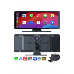 Mey İthalat® 4K Ultra Araç İçi Ön ve Arka Kameralı Ekran HD 2 Kameralı Torpido Üstü Araç Multimedya