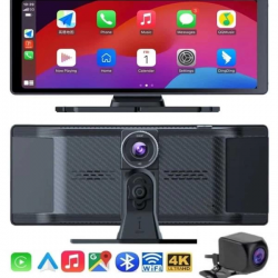 Mey İthalat® 4K Ultra Araç İçi Ön ve Arka Kameralı Ekran HD 2 Kameralı Torpido Üstü Araç Multimedya