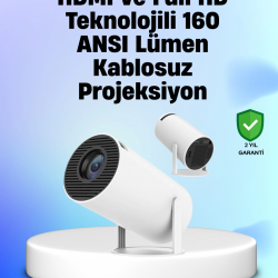Mey İthalat® 4K Uyumlu 130 İnç Full HD Projeksiyon Cihazı ve Kablosuz Aktarım Özelliği