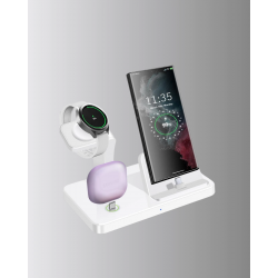Mey İthalat® 4’lü Apple Kablosuz Şarj Standı iPhone Watch ve AirPods Çoklu Şarjlı