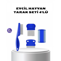 Mey İthalat® 4’lü Evcil Hayvan Tüy Temizleme Seti – Paslanmaz Çelik,Plastik, Pratik ve Hijyenik Bakım