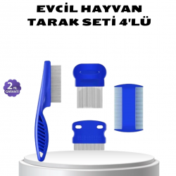 Mey İthalat® 4’lü Evcil Hayvan Tüy Temizleme Seti – Paslanmaz Çelik,Plastik, Pratik ve Hijyenik Bakım
