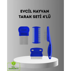 Mey İthalat® 4’lü Kedi Köpek Tüy Temizleme Seti – Paslanmaz Çelik,Ergonomik ve Uzun Ömürlü