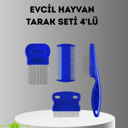 Mey İthalat® 4’lü Kedi Köpek Tüy Temizleme Seti – Paslanmaz Çelik,Ergonomik ve Uzun Ömürlü