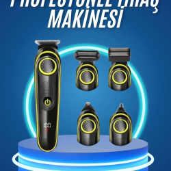 Mey İthalat® 5 Başlıklı Şarjlı Tıraş Makinesi Kablosuz Saç Sakal Burun Tıraşına Uygun