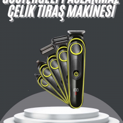Mey İthalat® 5 Başlıklı Şarjlı Tıraş Makinesi Led Ekran Saç Sakal Ense Tıraşına Uygun Bakım Seti