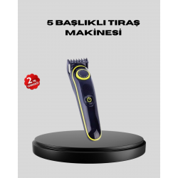 Mey İthalat® 5 Başlıklı Şarjlı Tıraş Makinesi – Saç, Sakal, Burun ve Vücut İçin Çok Fonksiyonlu Bakım Seti