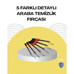 Mey İthalat® 5 Boy Fırçalı Araba Temizlik Seti-Derin Temizlik Sağlayan Yumuşak Fırçalar