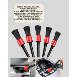 Mey İthalat® 5'li Araba Temizlik Fırçaları-Farklı Boyutlu Fırçalarla Derinlemesine Temizlik