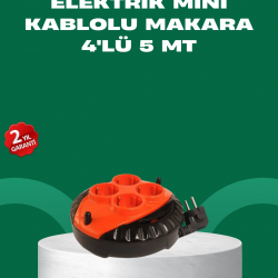 Mey İthalat® 5 Metre Kablolu 4’lü Kırmızı Priz Makara