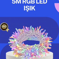 Mey İthalat® 5 Metre Şeffaf Kablo LED Peri Işığı 50 Ampullü Dekoratif Led