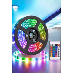 Mey İthalat® 5 Metre Şerit Led RGB Işıklı Kumandalı Güç Adaptörü Her Ortama Uygun