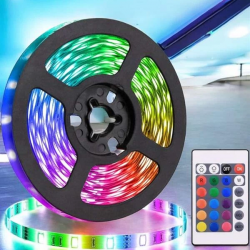 Mey İthalat® 5 Metre Şerit Led RGB Işıklı Kumandalı Güç Adaptörü Her Ortama Uygun