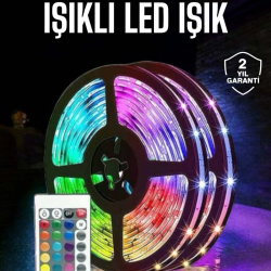 Mey İthalat® 5 Metre Şerit Led RGB Işıklı Kumandalı Güç Adaptörü Her Ortama Uygun