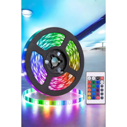 Mey İthalat® 5 Metre Şerit Led RGB Işıklı Kumandalı Güç Adaptörü Her Ortama Uygun