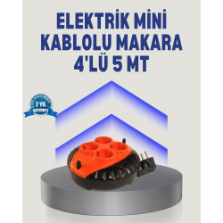 Mey İthalat® 5 Metre Uzatma Kablolu 4 Prizli Makara Kırmızı