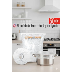 Mey İthalat® 50'li Tencere Bonesi - 80 cm Esnek Streç Kapak Seti, Gıda Koruma İçin