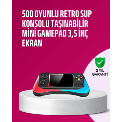 Mey İthalat® 500 Oyunlu 3,5” Elde Taşınabilir Mini Oyun Konsolu – Şarjlı, TV Bağlantılı