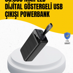Mey İthalat® 50.000 mAh Kapasiteli Powerbank – Hızlı Şarj Destekli, 4 USB Portlu, LED Işıklı Taşınabilir Enerji Deposu