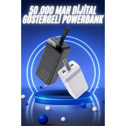 Mey İthalat® 50.000 Mah Powerbank Turbo Hızlı Led Göstergeli Android İOS Uyumlu Taşınabilir Askılı