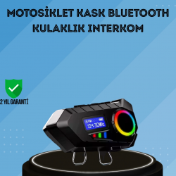 Mey İthalat® 500mAh Bataryalı Bluetooth 5.4  İnterkom LED Ekranlı FM Destekli