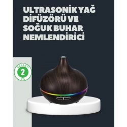 Mey İthalat® 550ML Ultrasonik Hava Nemlendirici ve Aromaterapi Difüzörü
