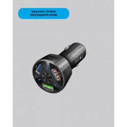Mey İthalat® 55W Hızlı Araç Şarj Cihazı Quick Charge 3.0 ve PD Destekli
