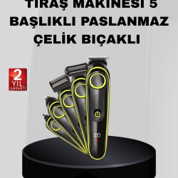Mey İthalat® 5’i 1 Arada Şarjlı Erkek Bakım Seti LED Göstergeli ve Suya Dayanıklı