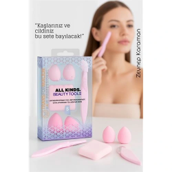 Mey İthalat® 5’li Makyaj Süngeri ve Kaş Usturası Seti – Profesyonel Güzellik Araçları