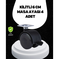 Mey İthalat® 6 cm Kilitli Tekerlek Ayak 4 Adet Sehpa ve Ekipman Uyumlu