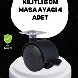 Mey İthalat® 6 cm Kilitli Tekerlek Ayak 4 Adet Sehpa ve Ekipman Uyumlu