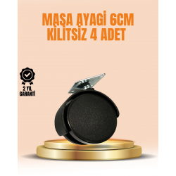 Mey İthalat® 6 cm Kilitsiz Masa Ayağı Tekerleği 4’lü Set Çok Amaçlı