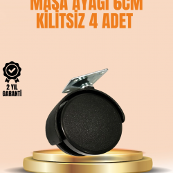 Mey İthalat® 6 cm Kilitsiz Masa Ayağı Tekerleği 4’lü Set Çok Amaçlı