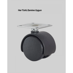 Mey İthalat® 6 cm Kilitsiz Masa Ayağı Tekli Döner Tekerlek