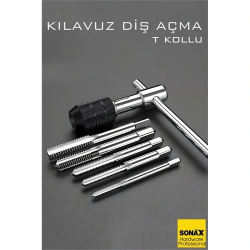 Mey İthalat® 6'lı Diş Açma Kılavuz Seti – T-Kollu, Endüstriyel Çelik, M6-M12 Arası Dişli Matkap Ucu