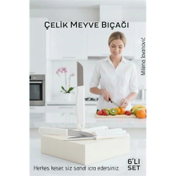 Mey İthalat® 6'lı Premium Paslanmaz Çelik Meyve Bıçağı Seti - Beyaz Saplı Keskin Soyma Bıçağı Takımı