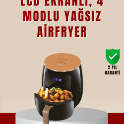 Mey İthalat® 6 Litre Büyük Kapasiteli Dokunmatik Airfryer 2400W Yağsız Fritöz