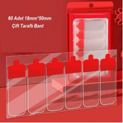 Mey İthalat® 60 Parça Kolay Açılır Güçlü Çift Taraflı Bant 18mm*50mm